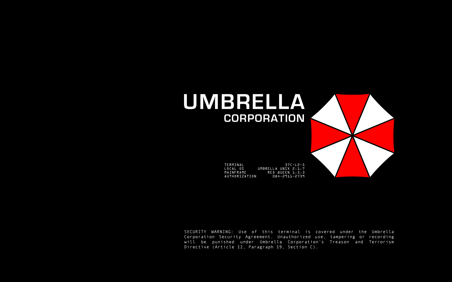 Umbrella Corporation terminal by Alice   Desktop Wallpaper