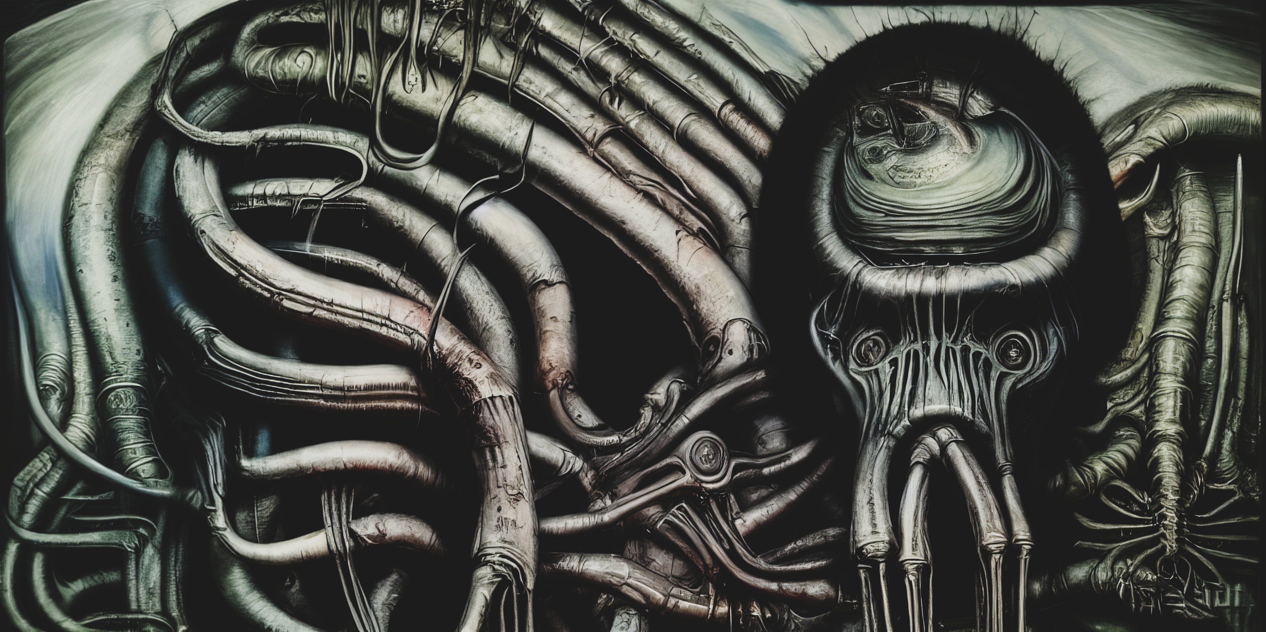 Ai Ai Generated Creepy Dark Anatomy Tubes Fantasy Art Surreal