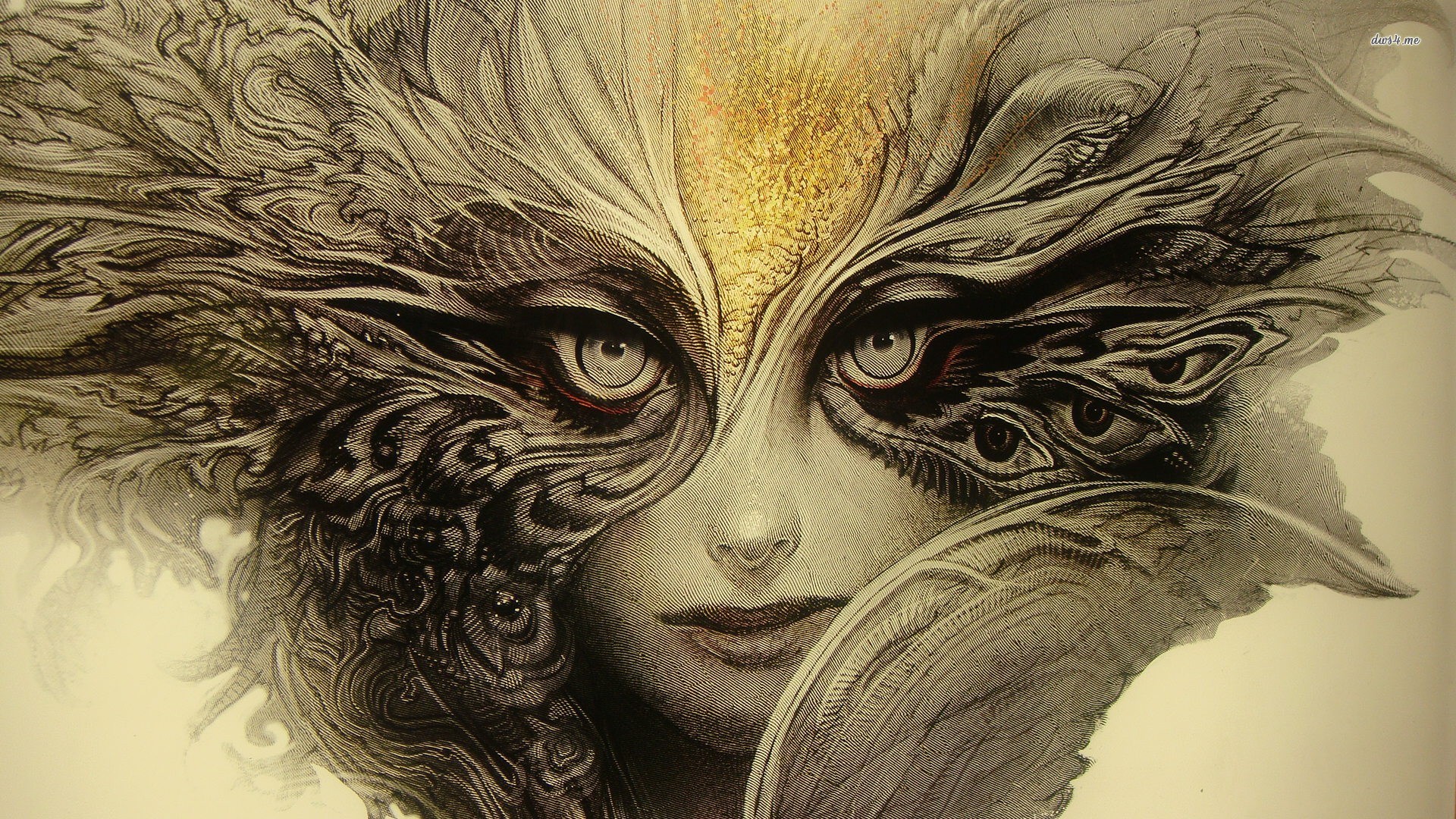 Woman With A Feather Mask Wallpaper Artistic