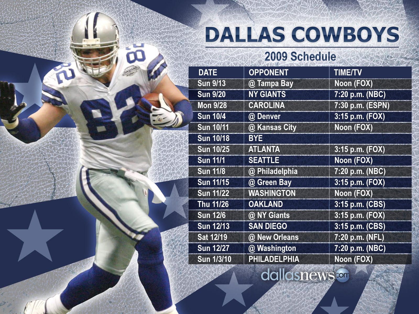 Dallas Cowboys Schedule Home And Away Espn The