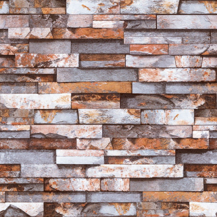  3D Real Look Realistic Natural Rusty Grey Brick Stone Wallpaper eBay