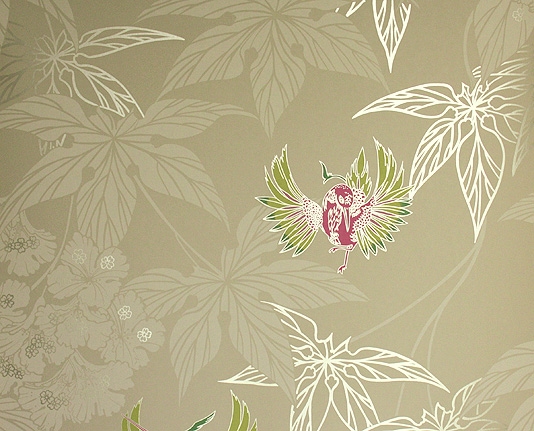 Grove Garden Wallpaper Pale Coffee Coloured With Silvery