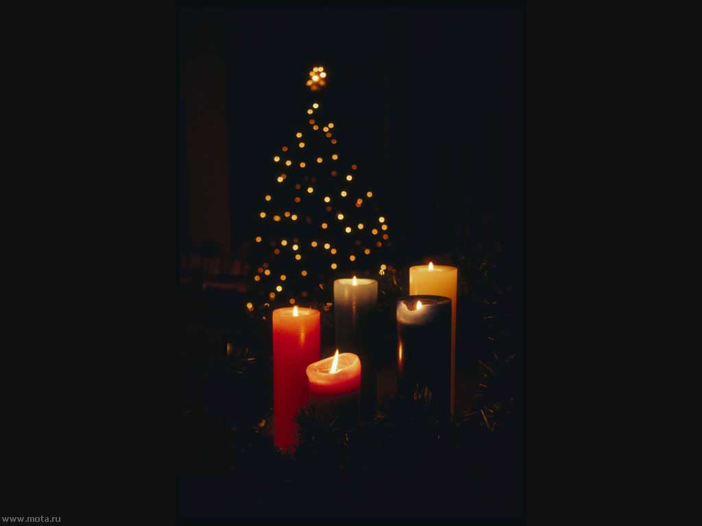 Wallpaper Black New Year Christmas Tree Candle
