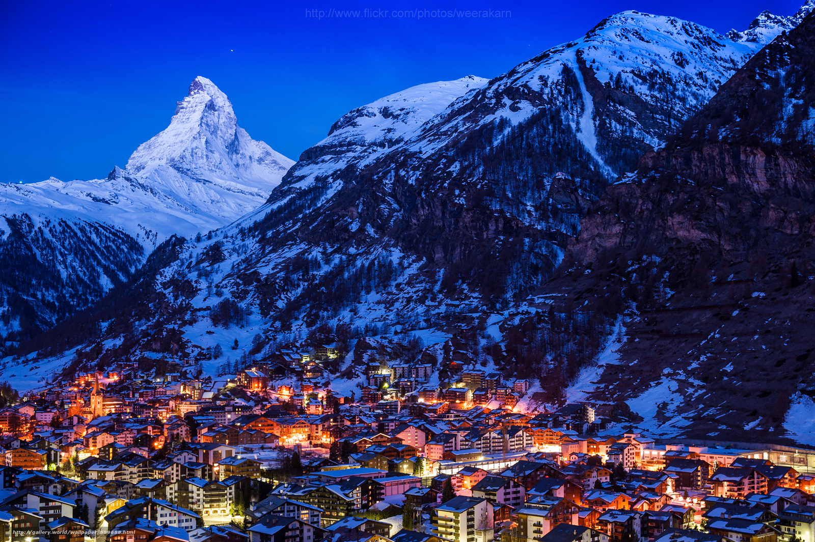 Wallpaper Zermatt Switzerland City Night Desktop