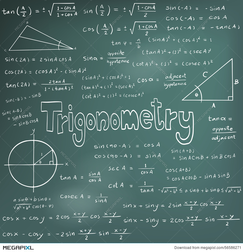 Trigonometry Law Theory And Mathematical Formula Equation Doodle