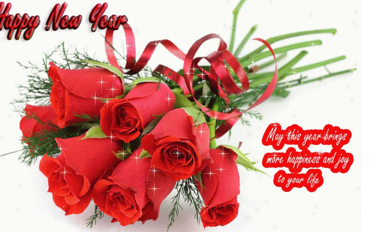 Happy New Year Red Rose Romantic Love Wallpaper HD