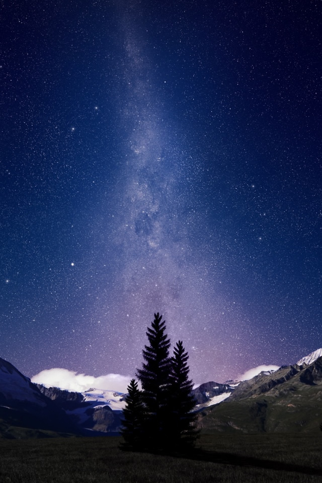 Swiss Alps Night Sky iPhone 4s Wallpaper