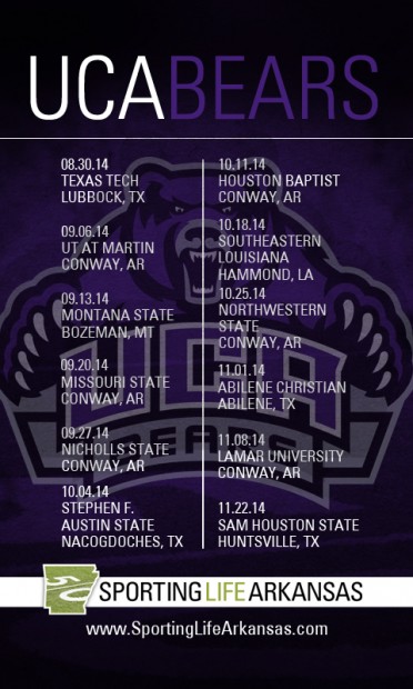 Football Schedule For The University Of Central Arkansas Bears