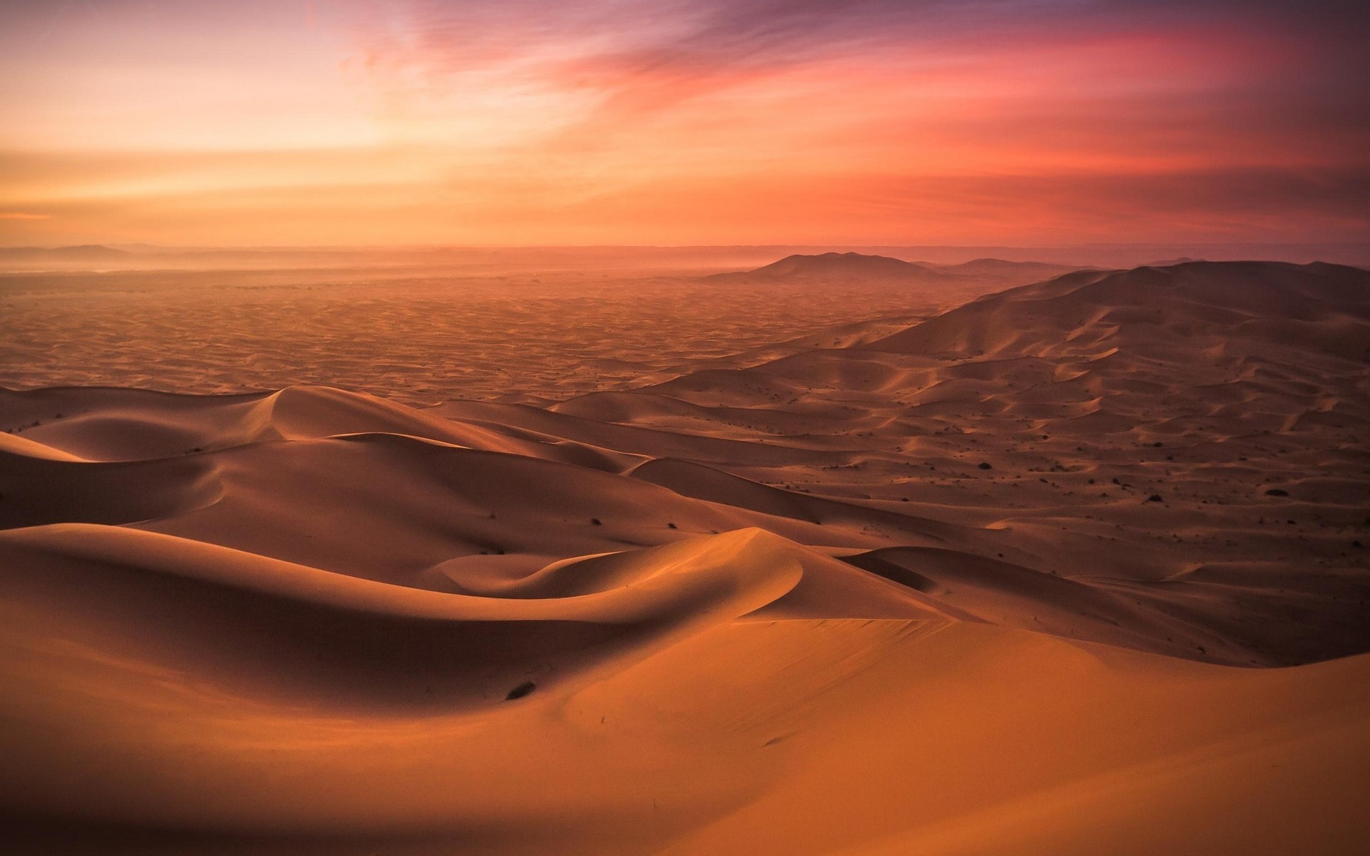 Landscape Nature Morocco Desert Dune Sunset Wallpaper HD