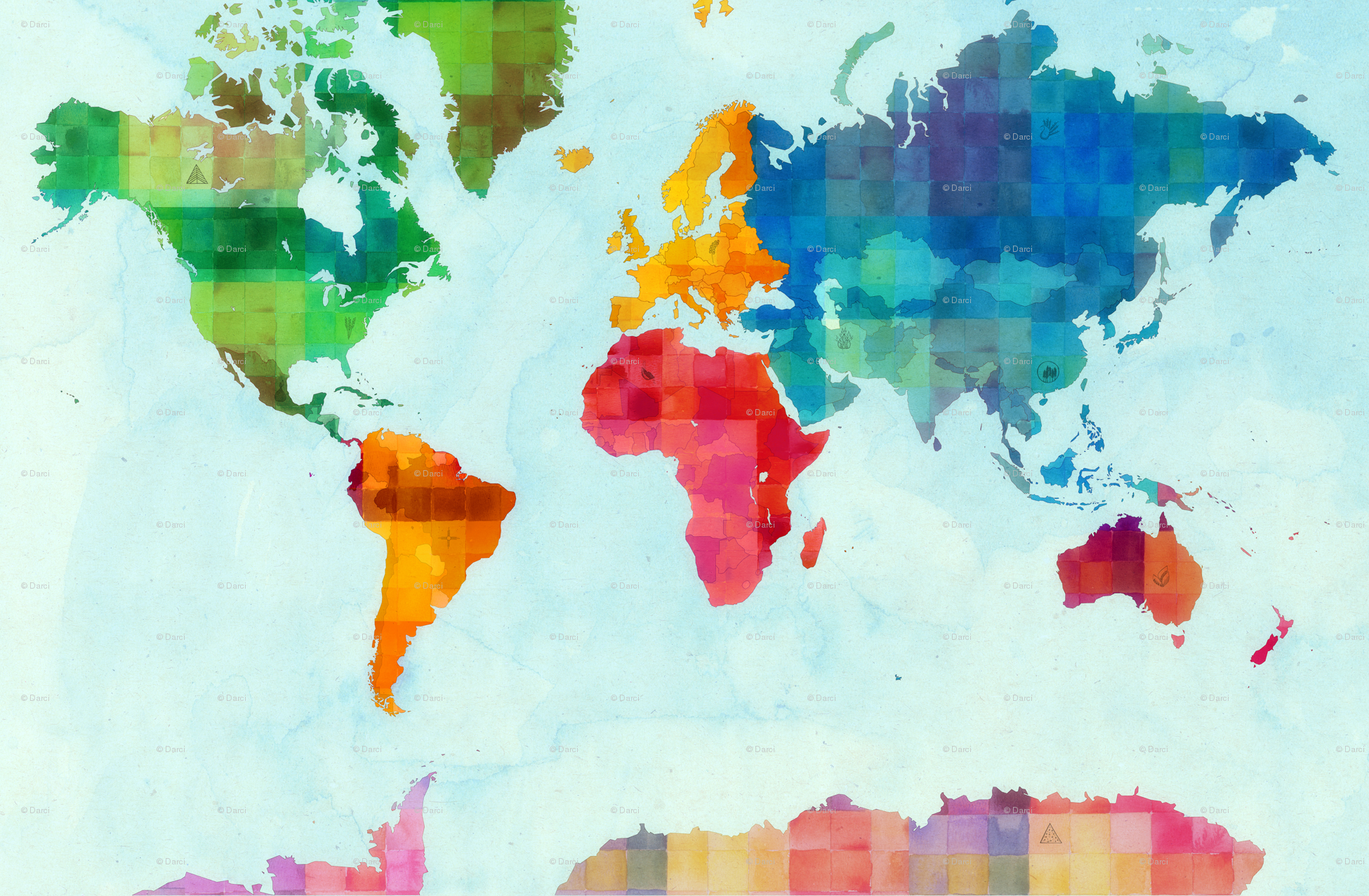 Colorful World Map Wallpaper Yard