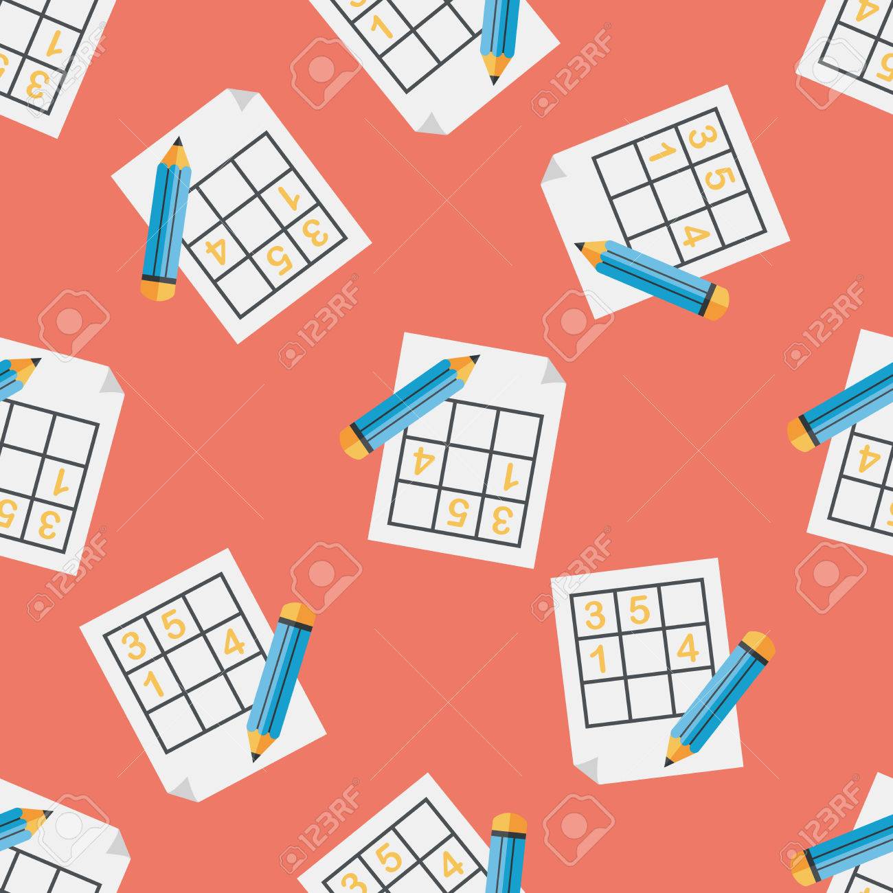 Sudoku Flat Icon Eps10 Seamless Pattern Background Royalty