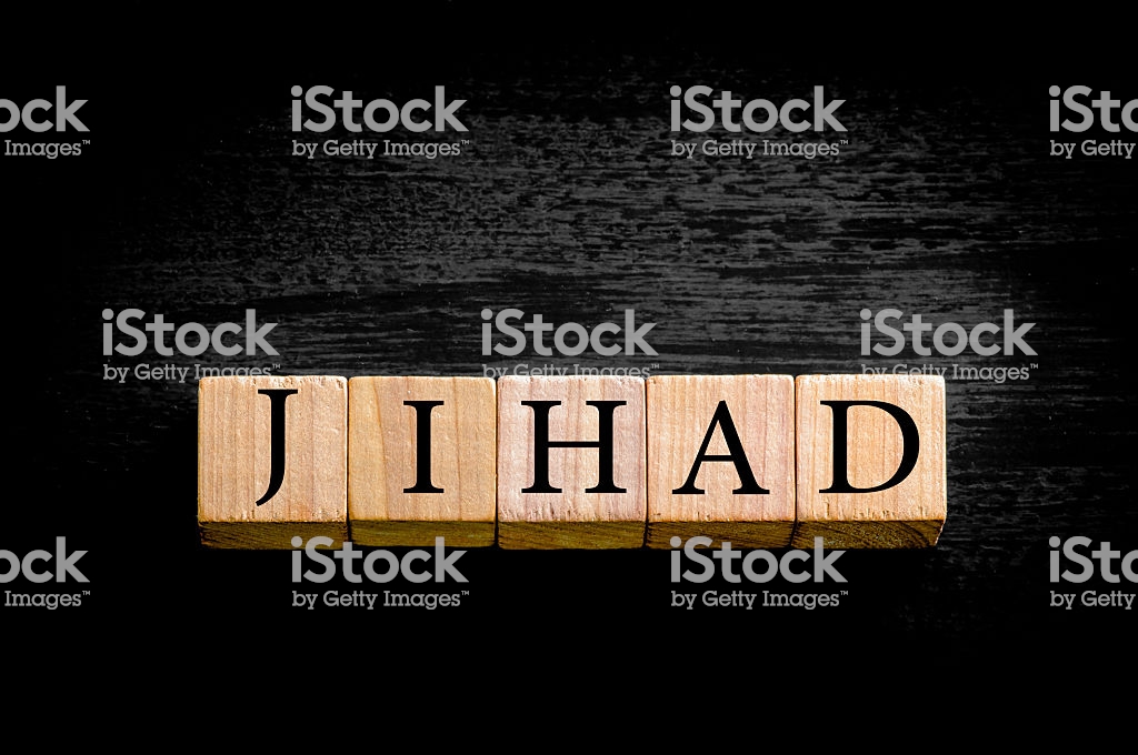 Word Jihad Isolated On Black Background With Copy Space Stock