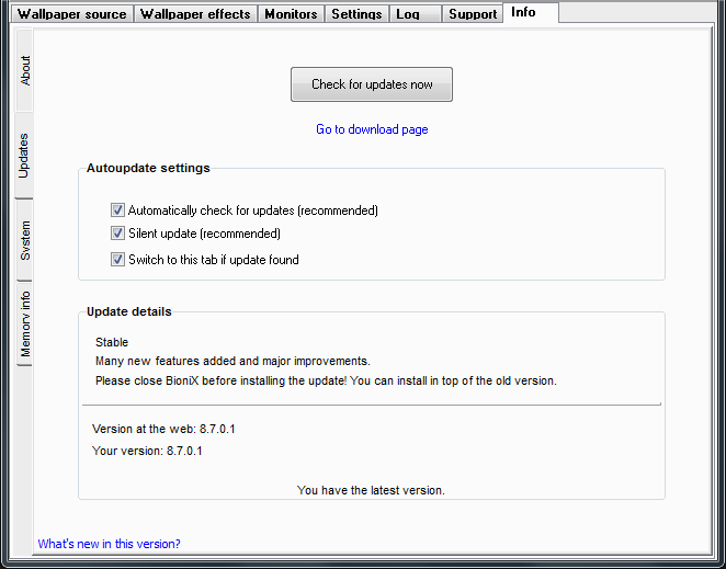 Free download Desktop wallpaper changer software The Settings tab help
