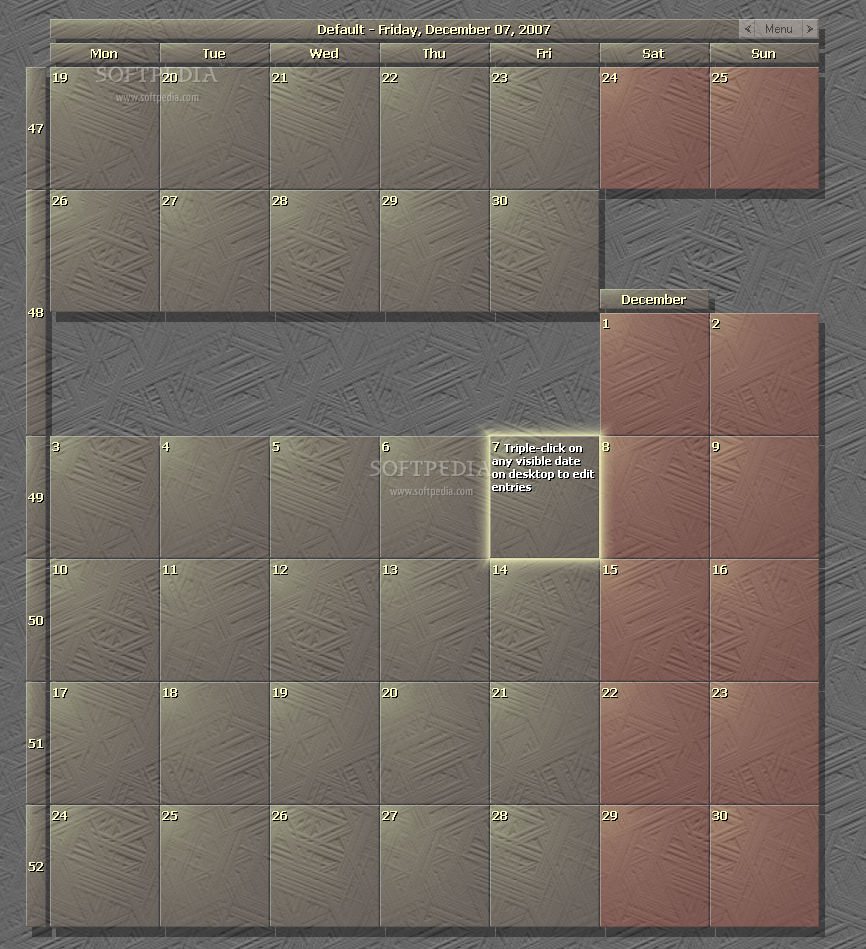 Desktop Wallpaper Calendar Shows A