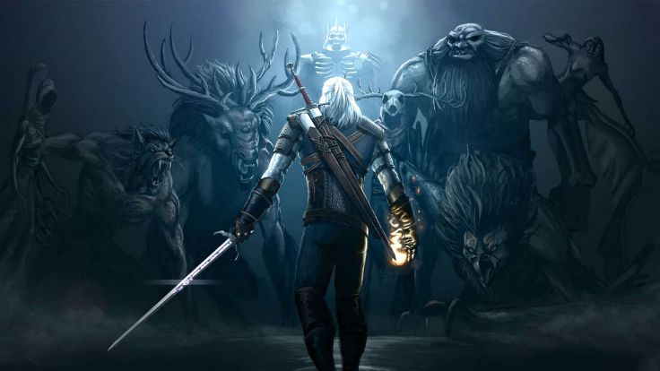 Witcher Wild Hunt Fantasy Action Fighting Warrior Dark Wallpaper