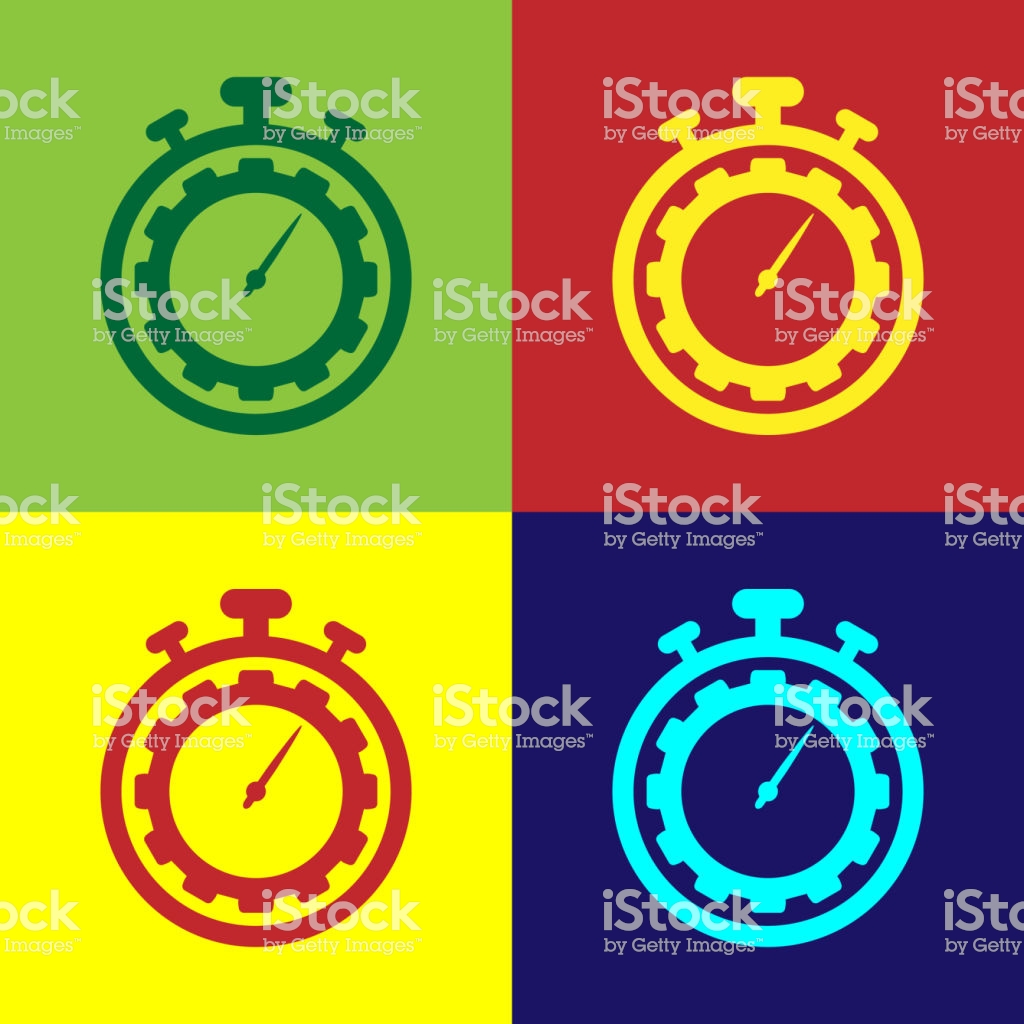 Color Time Management Icon Isolated On Background Clock And