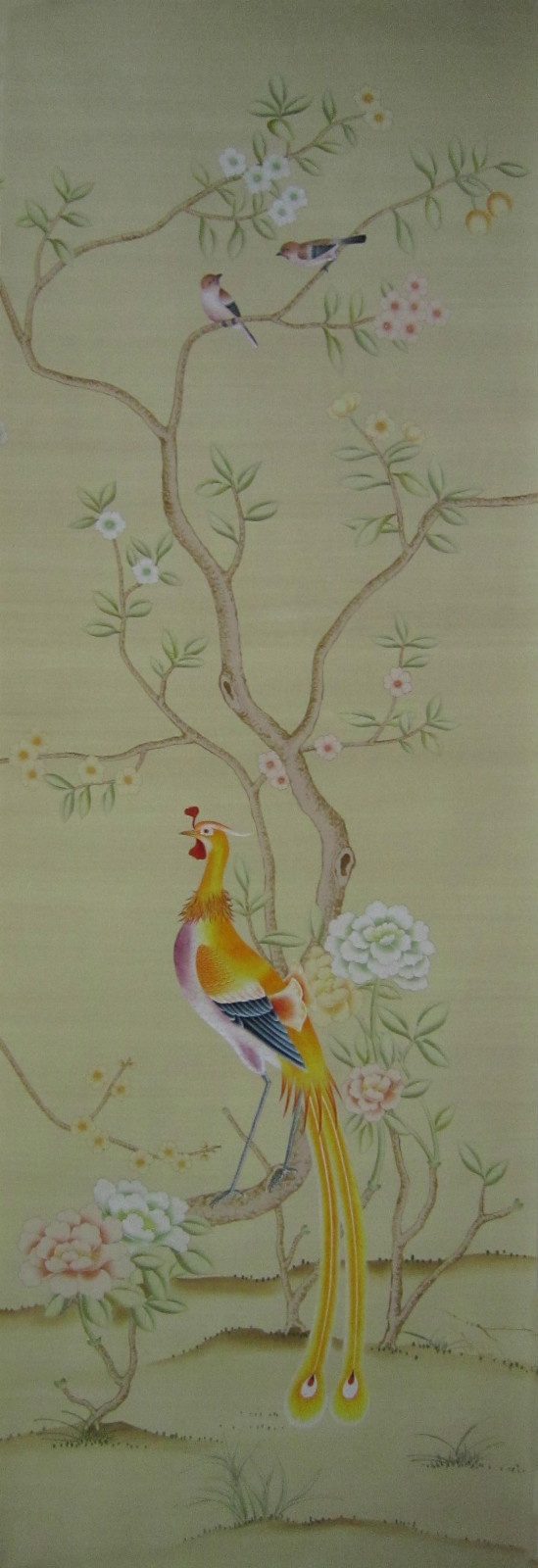 Chinoiserie Handpainted Silk Wallpaper Peach Blossom Garden eBay