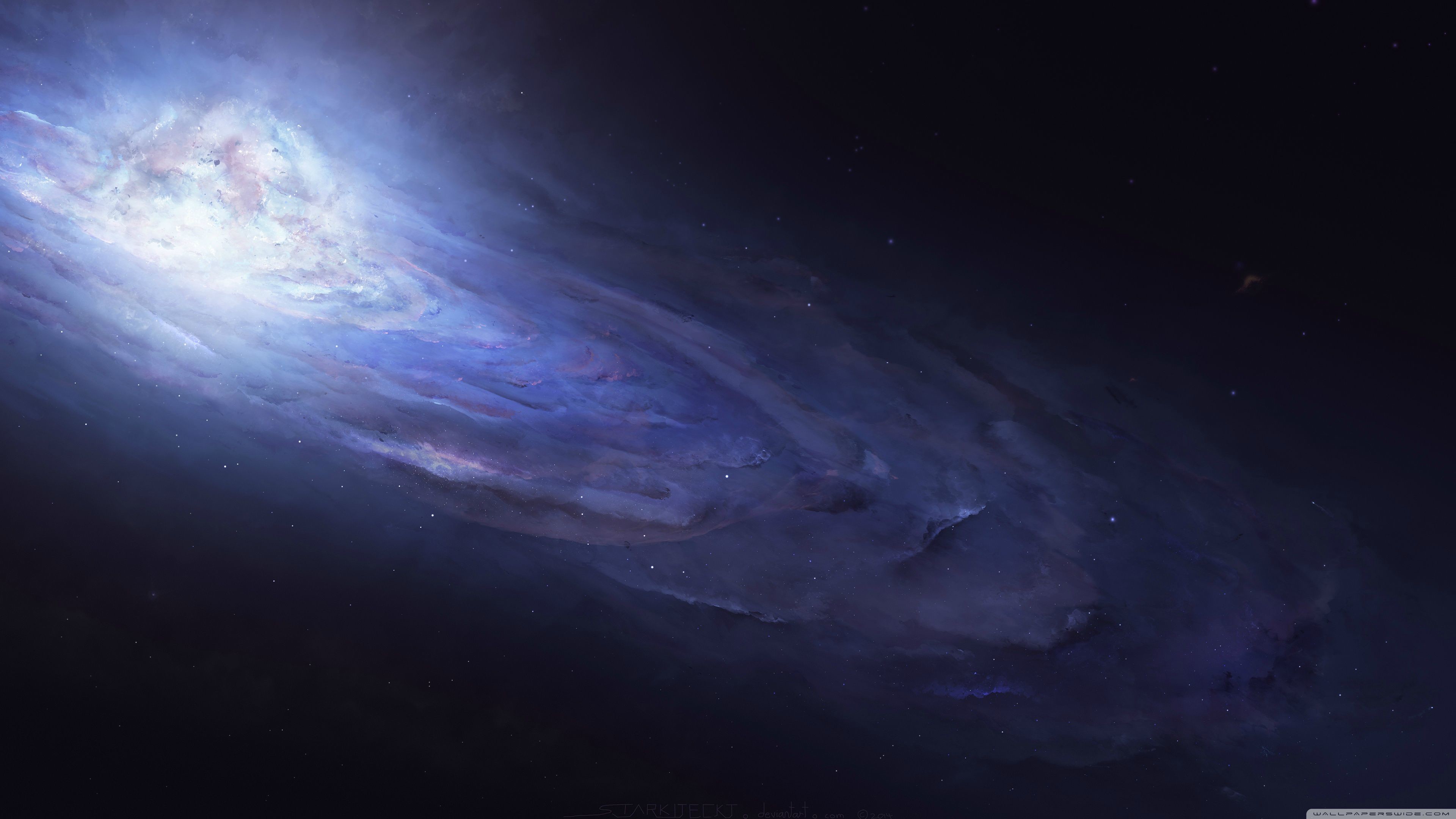 A breathtaking 4k wallpaper of a spiral galaxy in space, showcasing vibrant colors and intricate details