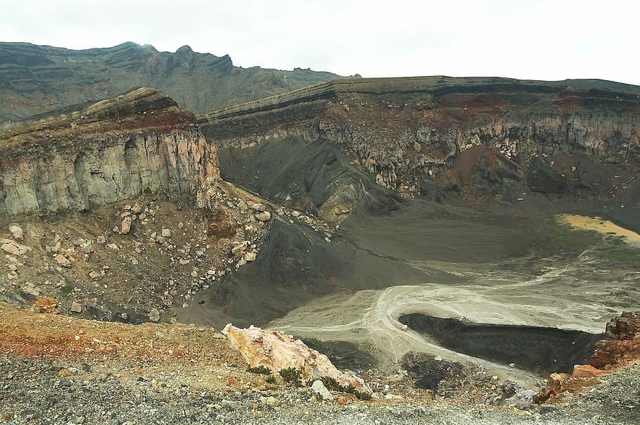 HD Wallpaper Crater Volcano Kyushu Aso Landscape Mining