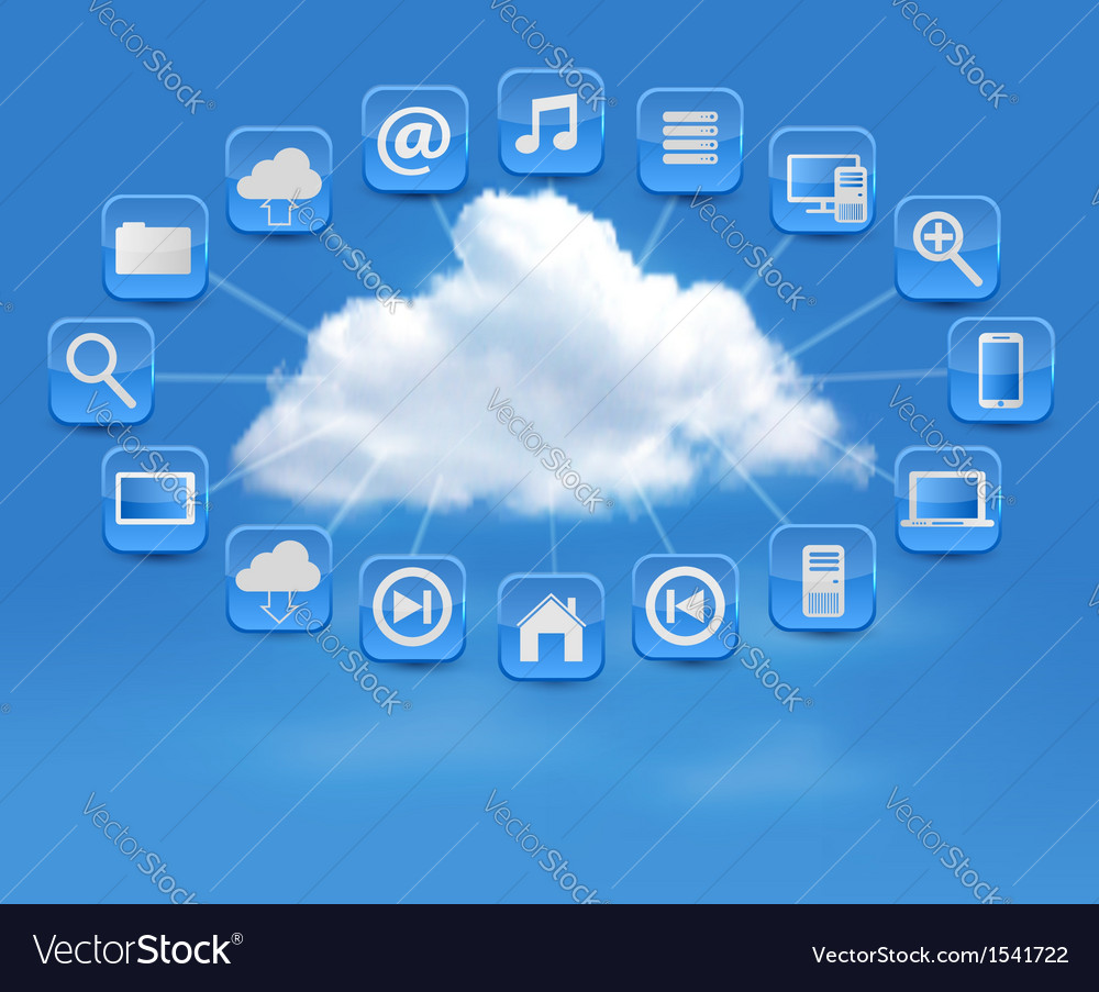 Cloud Puting Concept Background With Icons Vector Image
