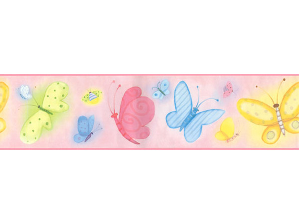 Butterflies Pretty Pale Pink Girls Removable Prepasted Wall Border