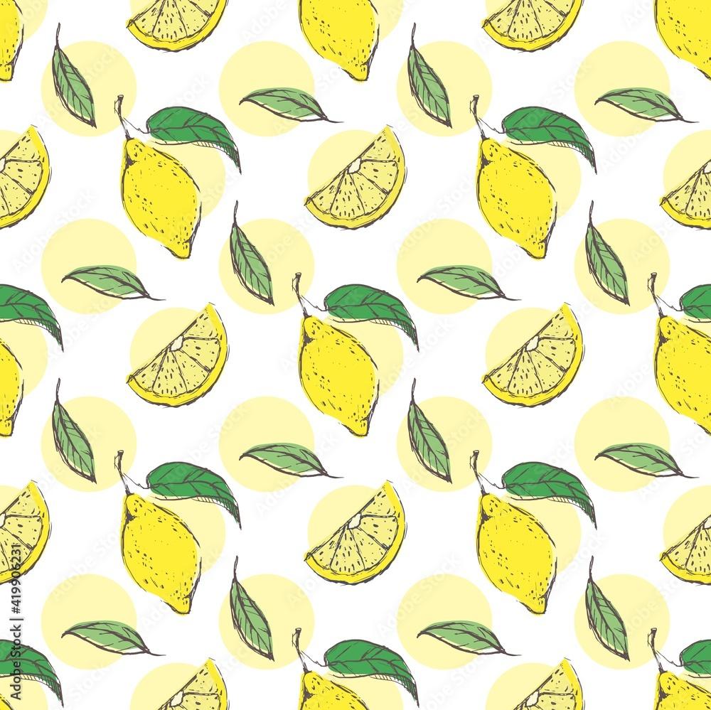 Lemon Hand Draw Seamless Pattern Background Wallpaper Cute