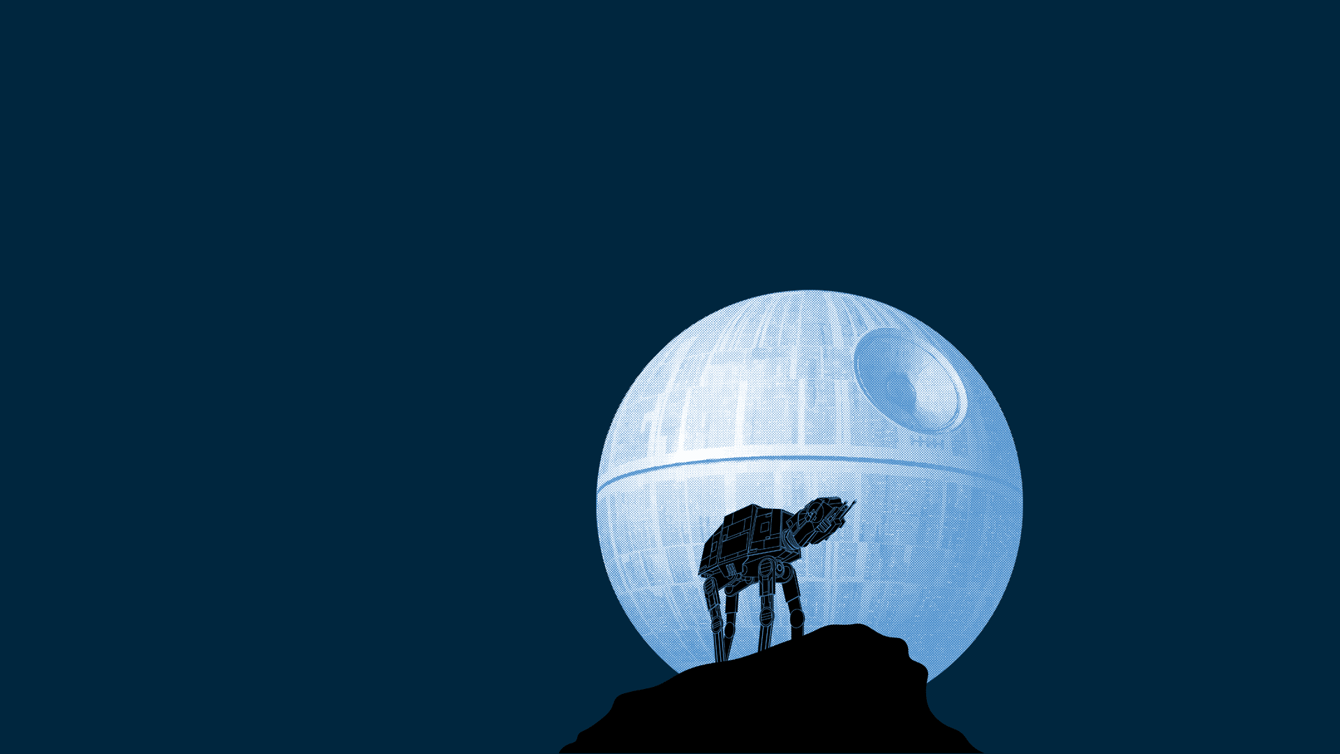 Death Star Walker Blue Moon Wars Humor Wallpaper