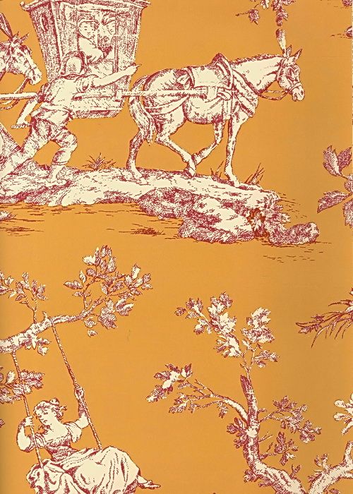 Canne Country French Toile Wallpaper 16390closeup