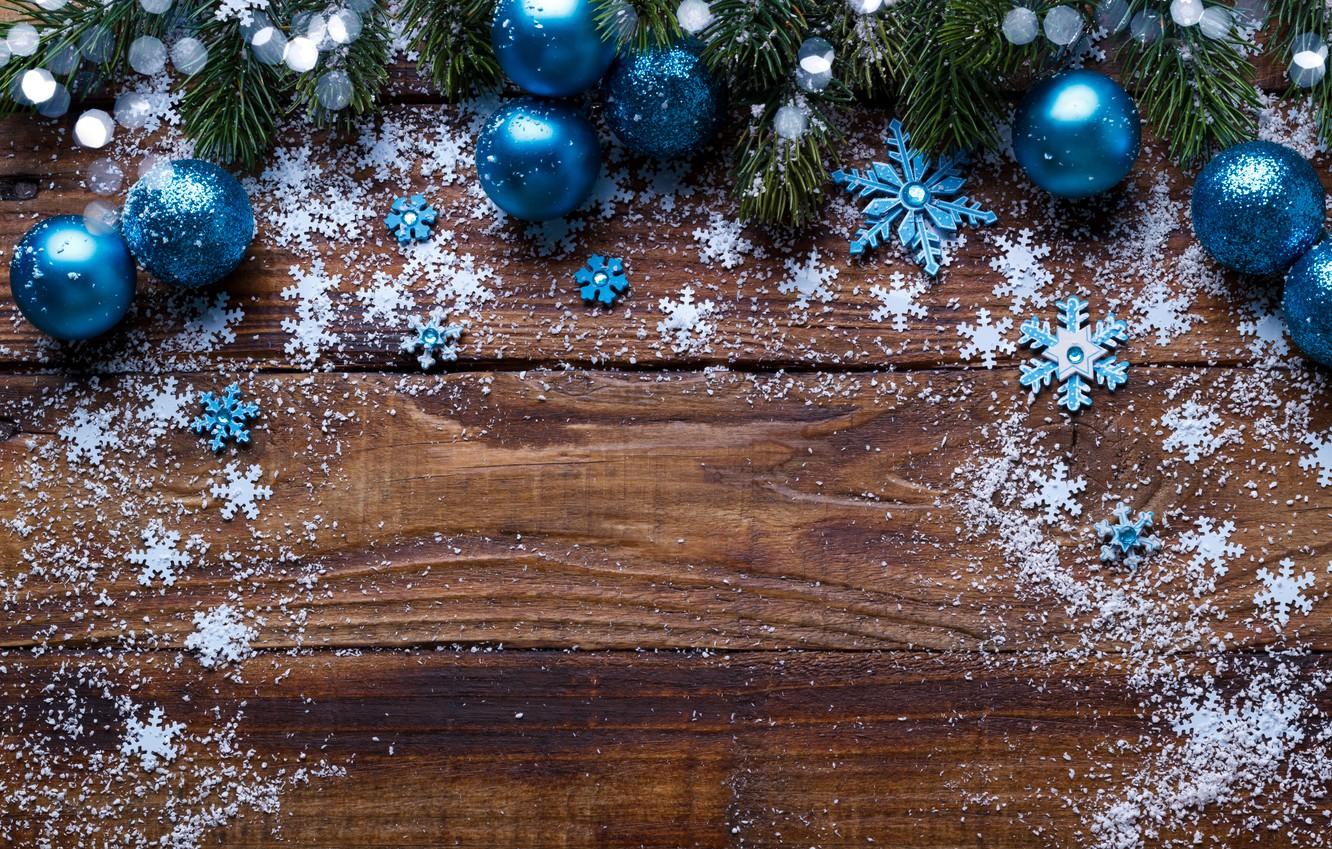 Wallpaper Snow Snowflakes Balls Tree New Year Christmas
