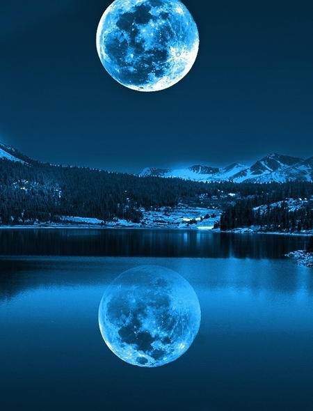 Moon Over A Lake Wallpaper For Samsung Galaxy S4 Mini