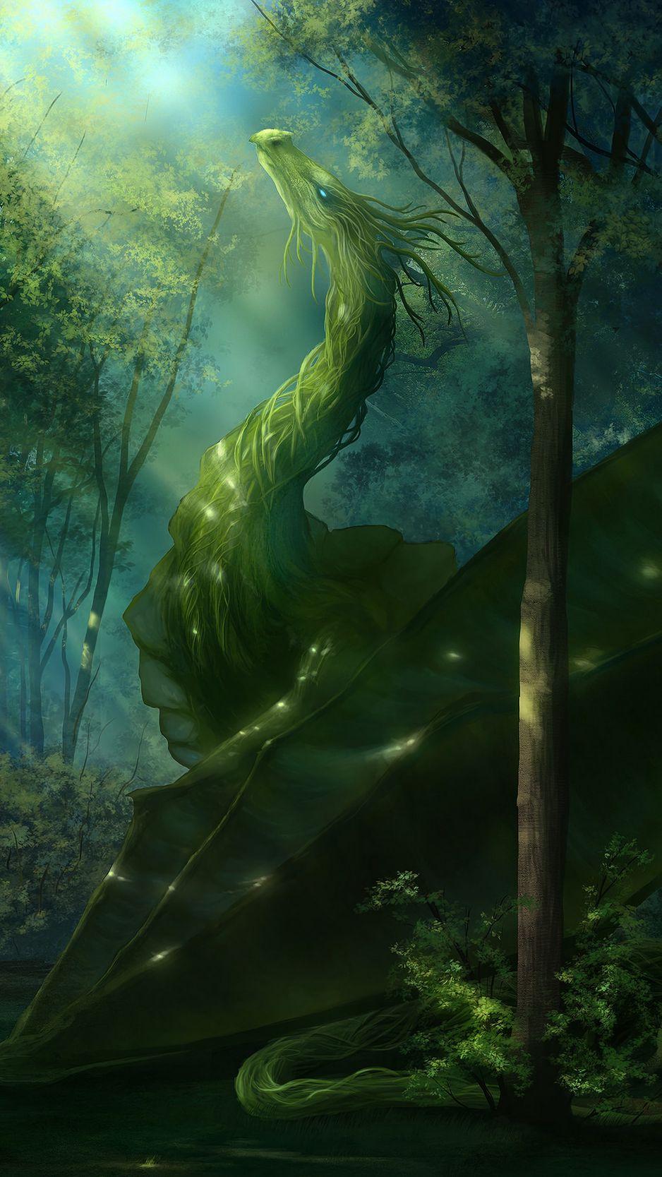Wallpaper Dragon Forest Art Green Sunlight