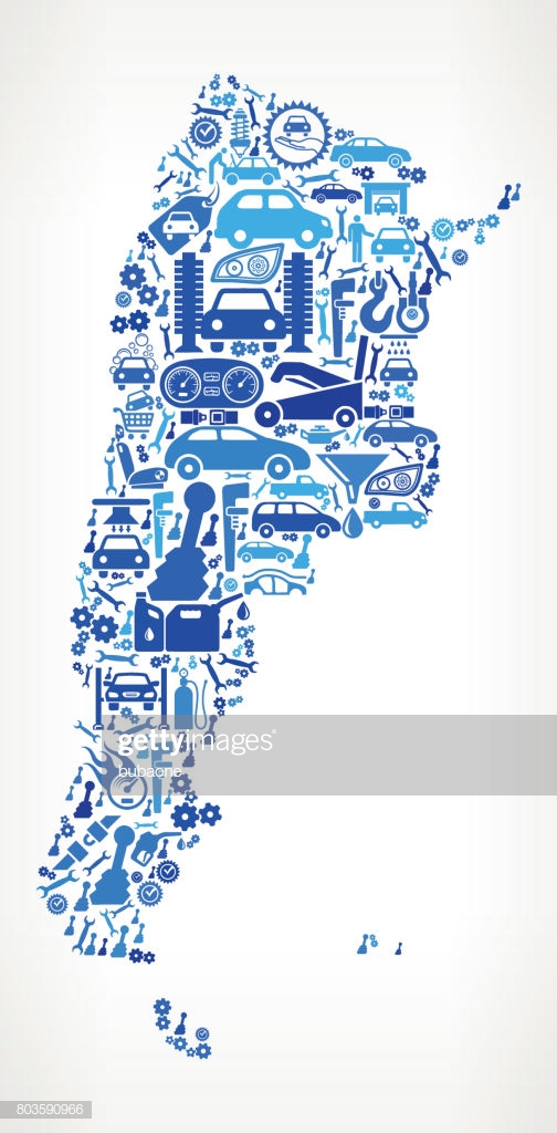 Argentina Auto Repair Cars And Automotive Icons Background Stock