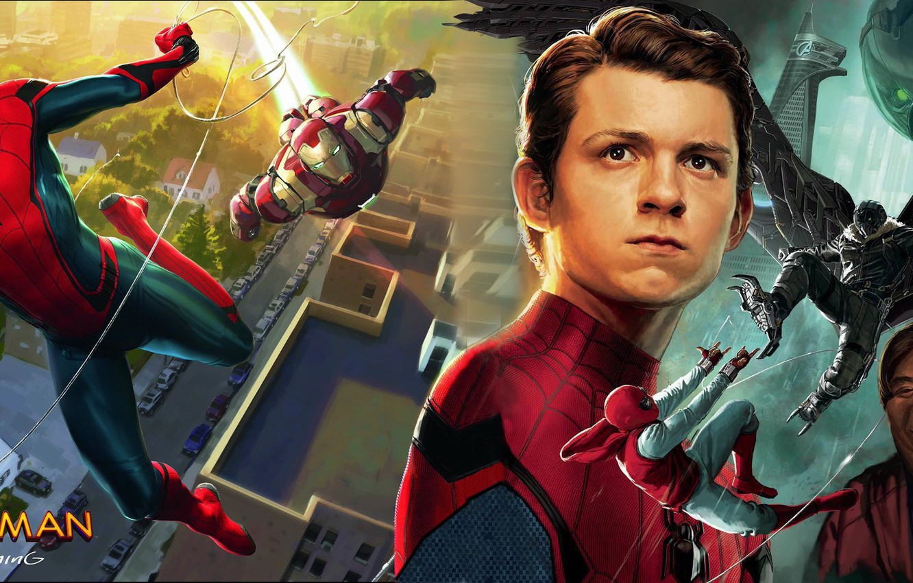 Wallpaper Art Spider Man Iron Tony Stark Peter Parker
