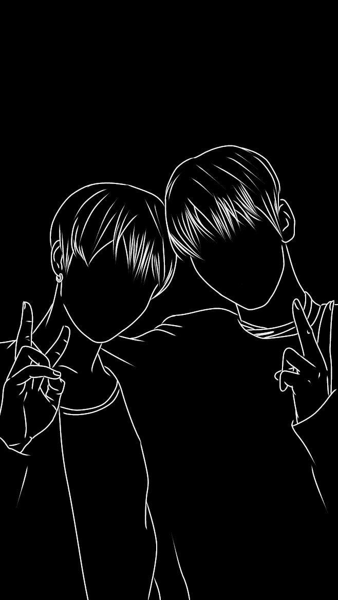 Beomgyu X Soobin In Black And White Art Drawing Phone