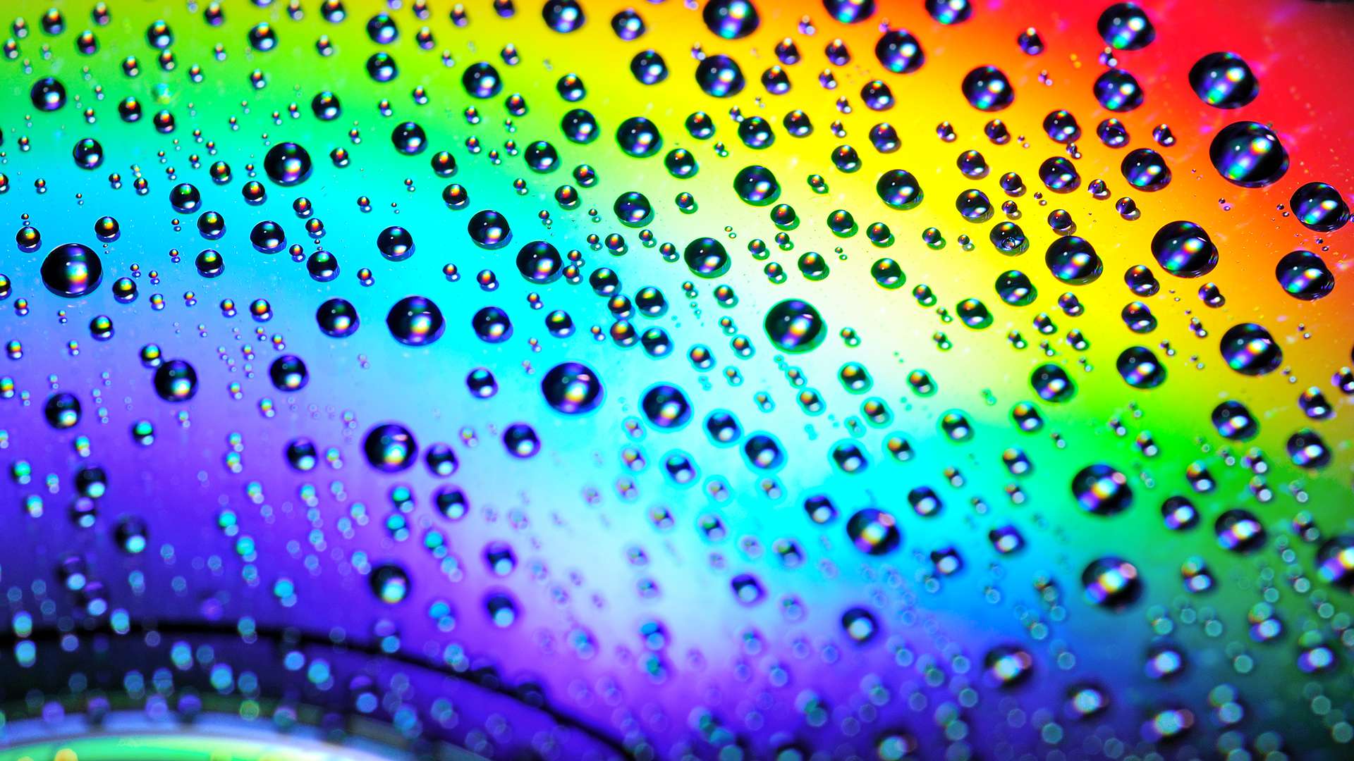 Rainbow Drops Bright Water Wallpaper Full HD