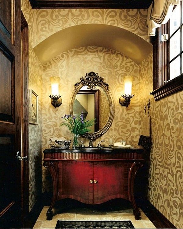 Free download Traditional Powder Room with High ceiling Console sink