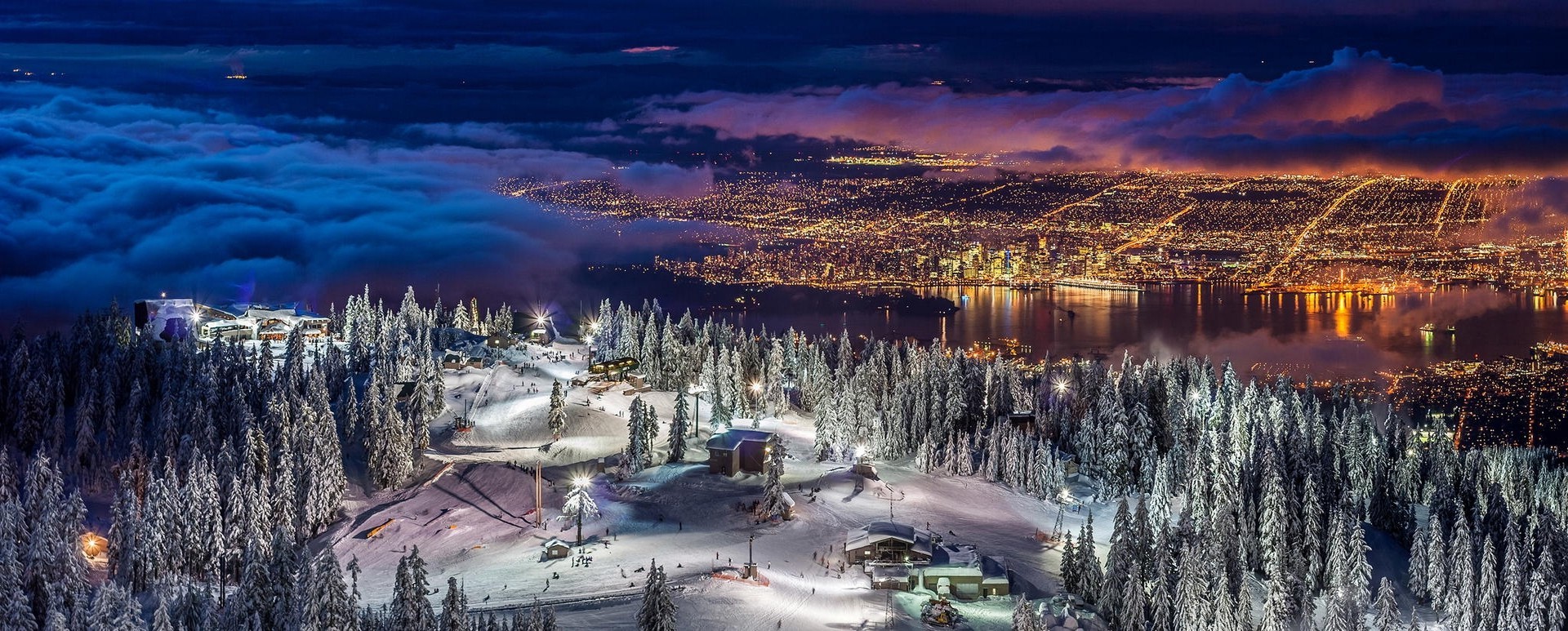 Nature Landscape Panoramas Cityscape Vancouver Lights Winter
