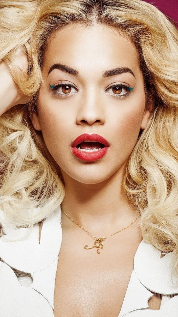 Celebrity Blonde Red Lips Rita Ora Wallpaper