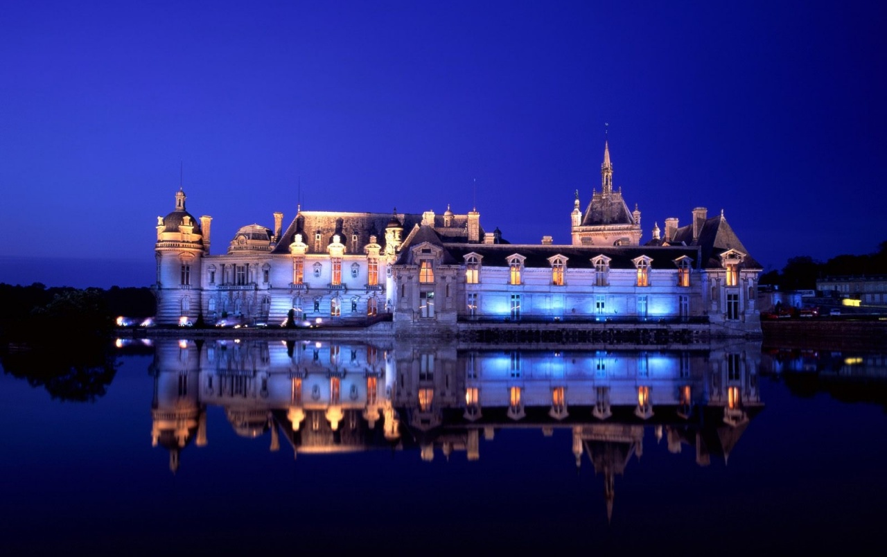 Chateau Reflection Wallpaper Stock Photos