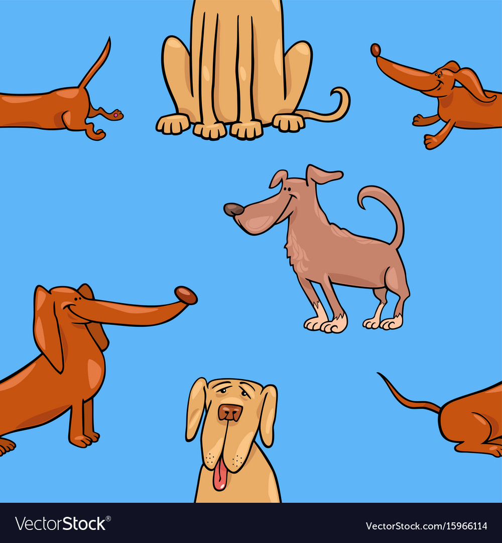 Cartoon wallpaper with dogs Royalty Free Vector Image