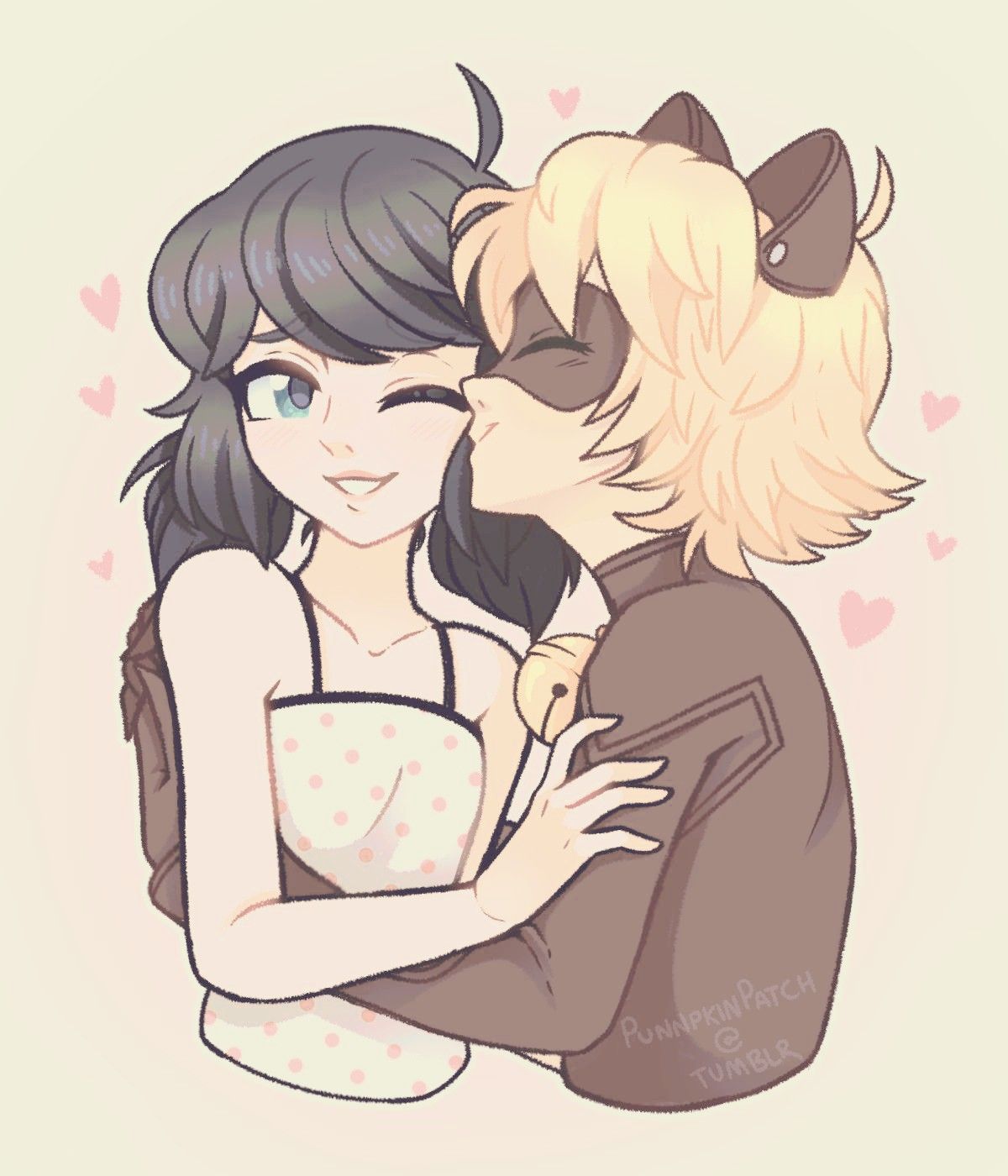 Marinette And Cat Noir Kiss Fanart Wallpaper