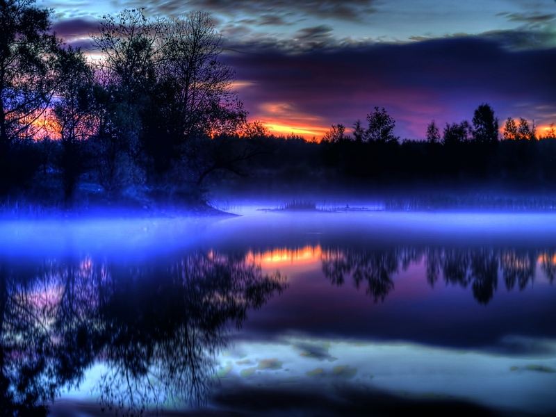 Beautiful Blue Soft Blue Mist Nature Lakes HD Desktop Wallpaper