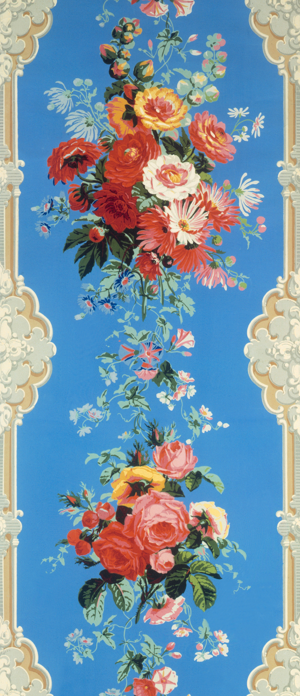 Wallpaper Framed By Rococo Pilaster Motifs About Museum No