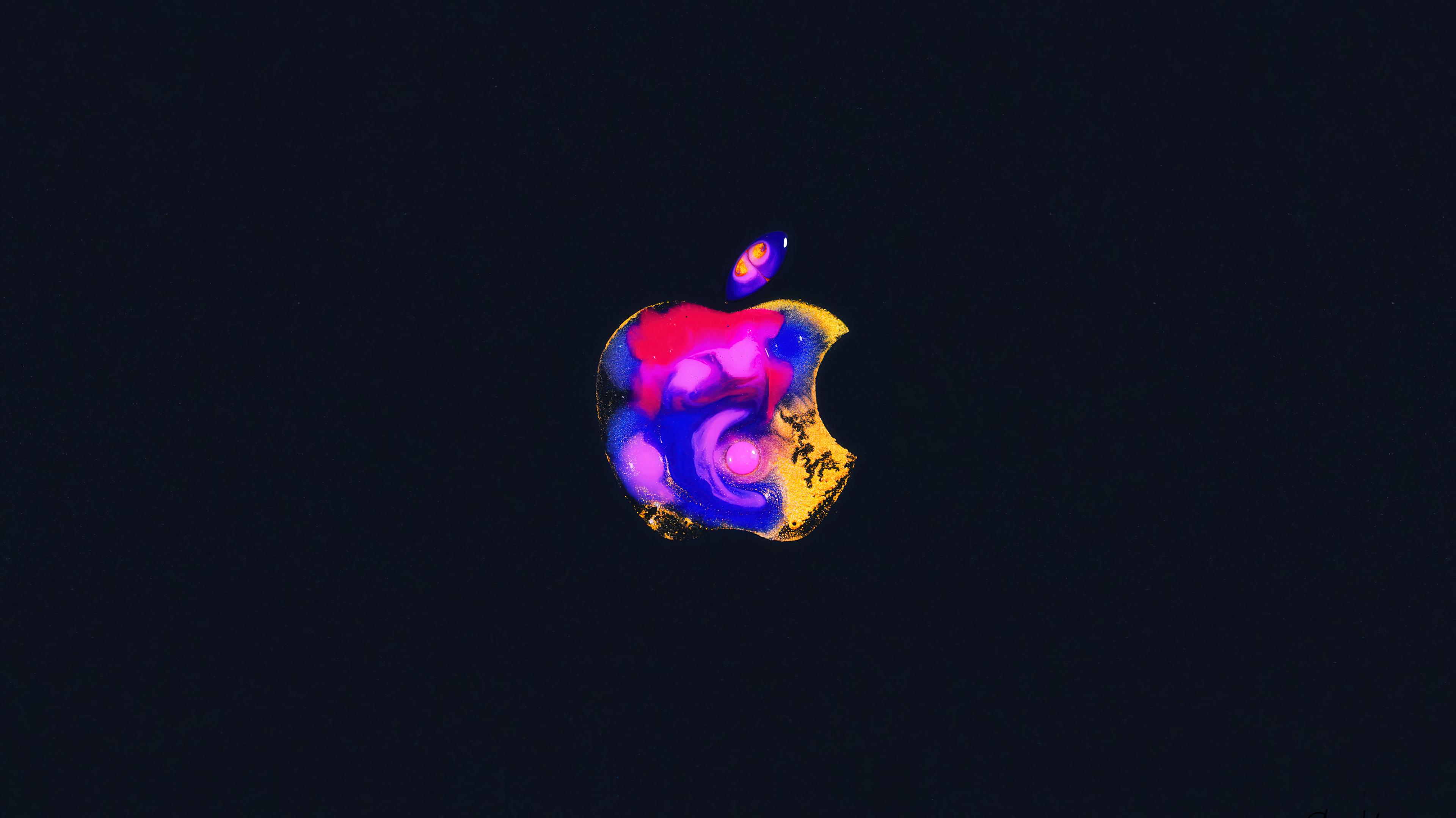 Apple Logo Colorful Black Background 4K Wallpaper iPhone HD Phone