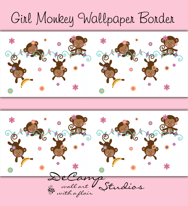 Free download Jungle Monkey Girl Wallpaper Border Wall Decals Baby