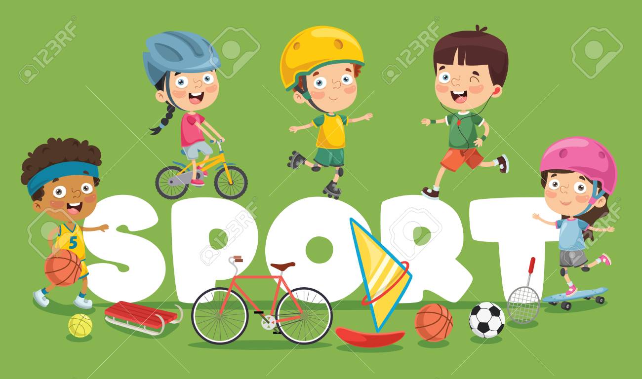 Vector Illustration Of Children Sport Background Royalty Svg