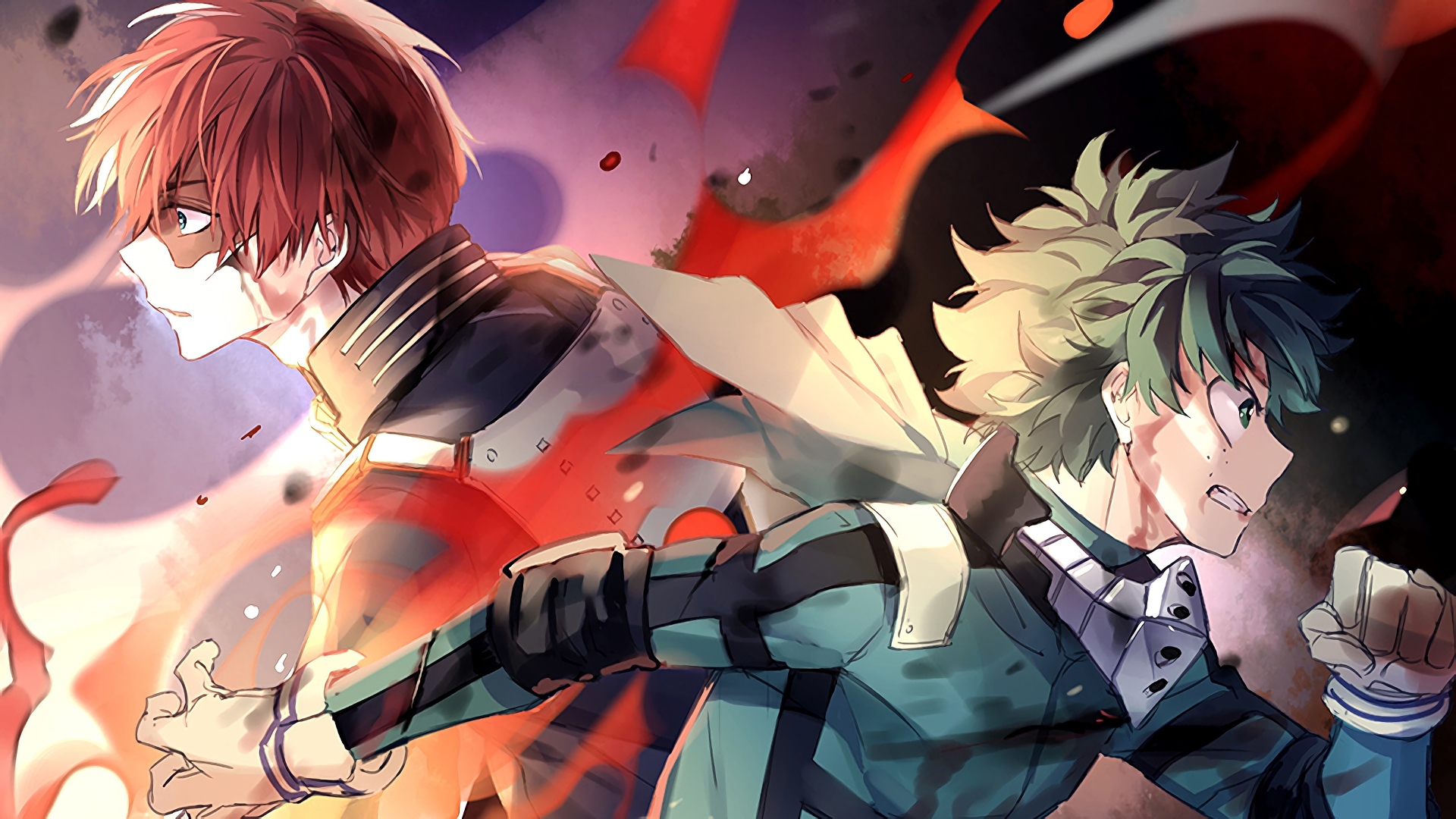 Shoto Todoroki Izuku Midoriya Anime My Hero Academia HD Wallpaper