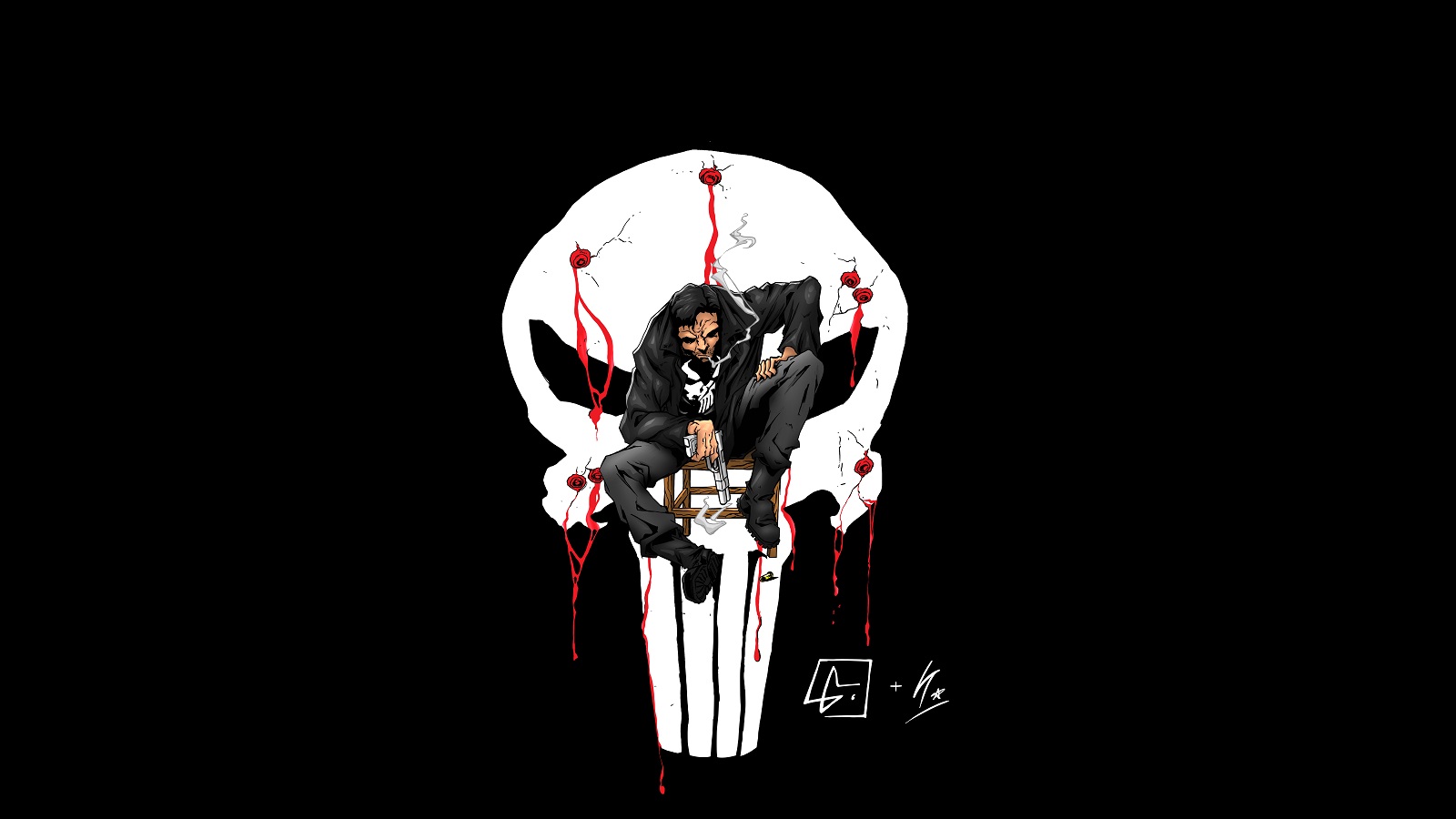 Punisher Logo Dc Blood Black Wallpaper