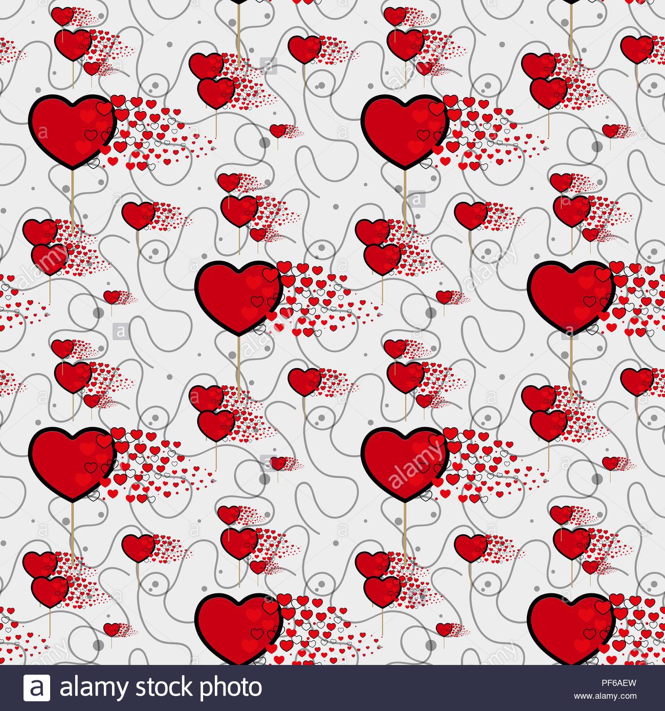Candy Hearts And Line Pattern Vector Seamless With
