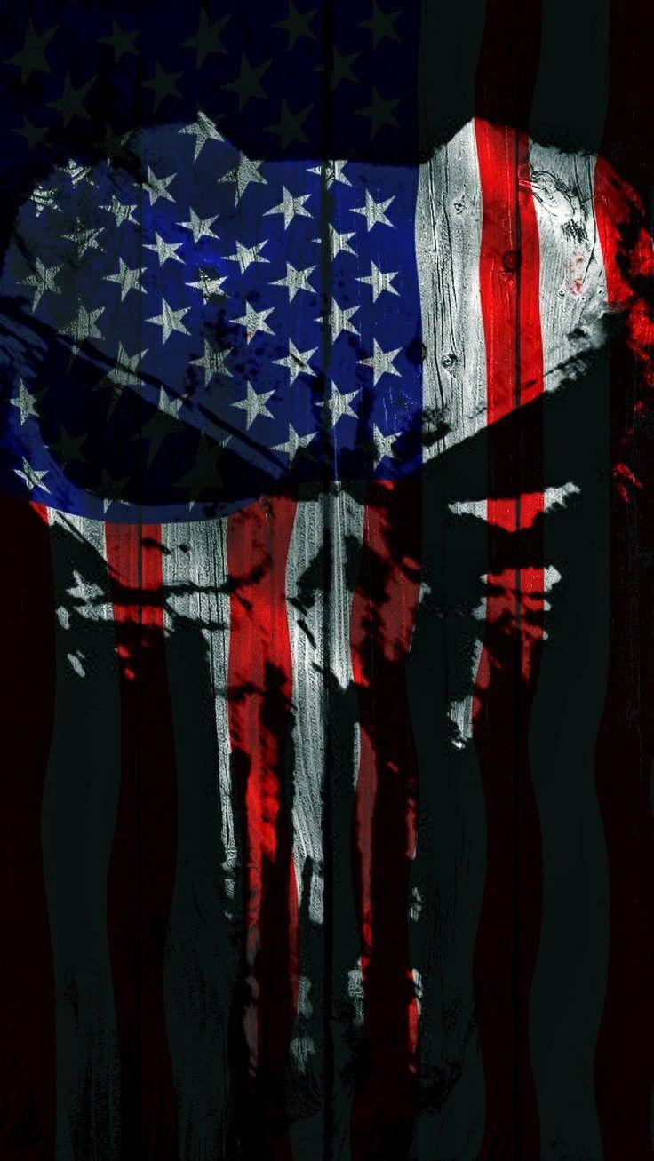 Douglas A On The Punisher Skull Wallpaper American Flag